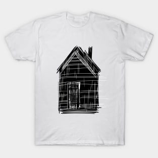 Lonely house. Black and white digital graphics. Minimalism T-Shirt